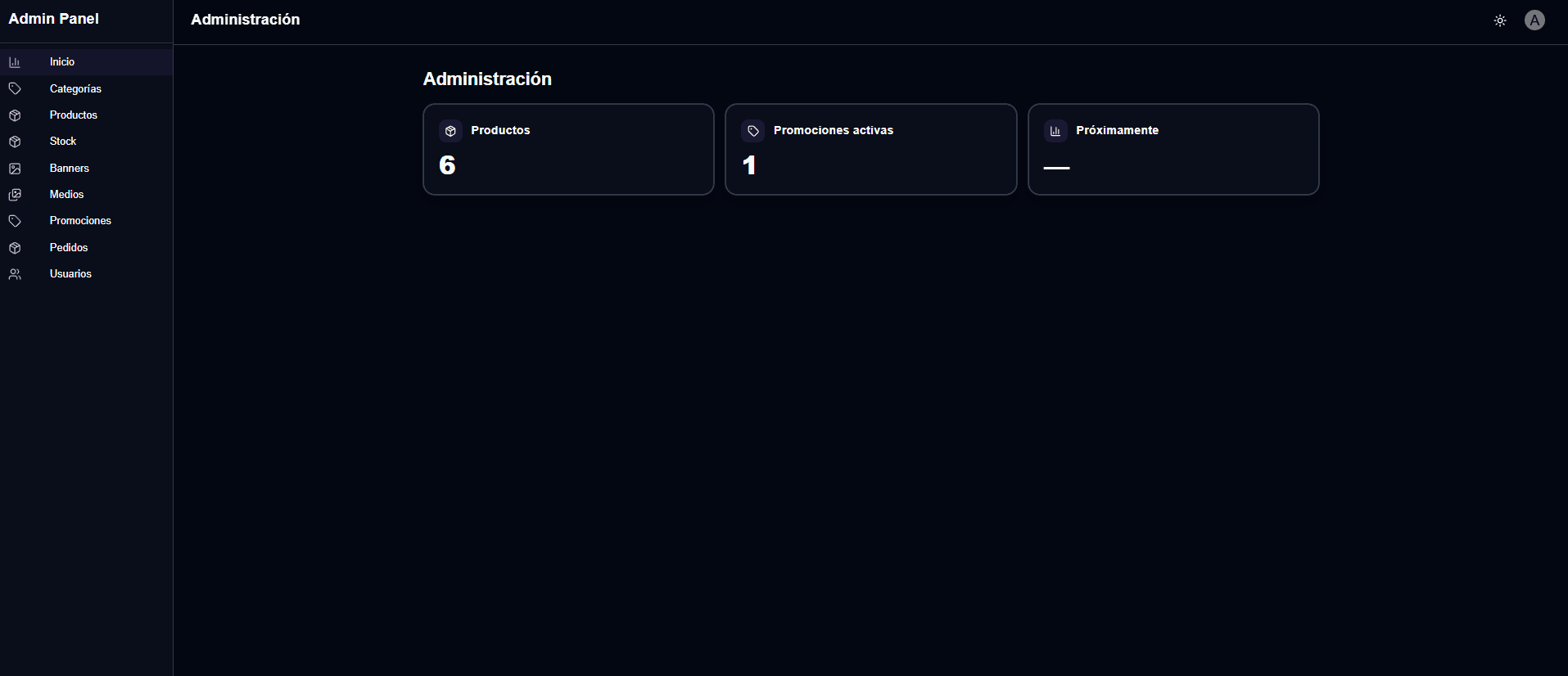 Admin dashboard demo